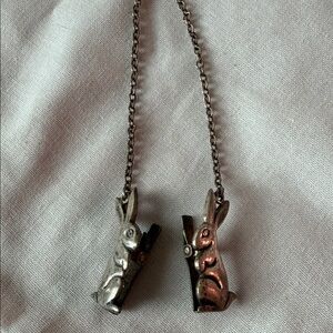 Silver and Bronze Rabbit Scarf Clips